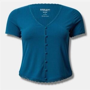 NWT Torrid Blue supersoft ribbed v-neck top